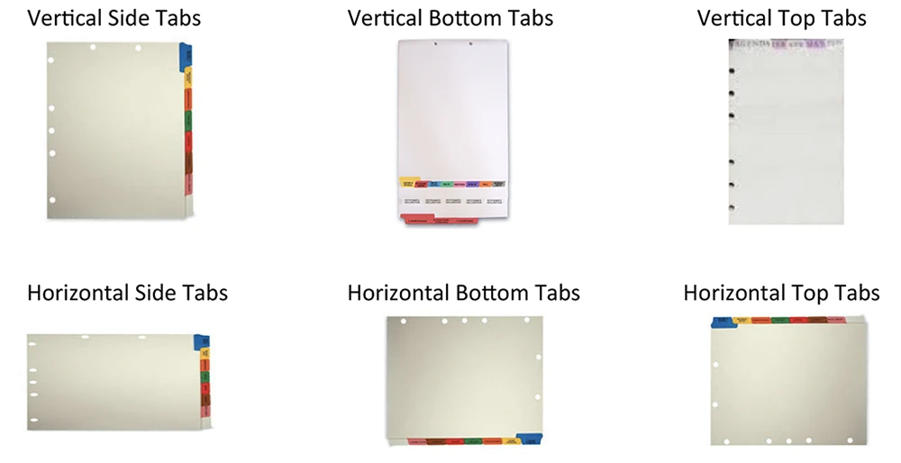 index tab layout options